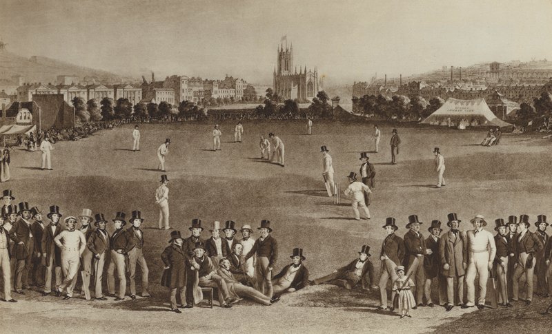 Comment ils jouaient au cricket quand la reine Victoria était jeune (lithographie) - English School