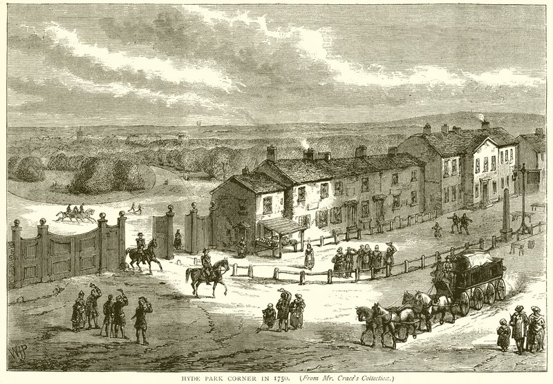 Hyde Park Corner en 1750 - English School