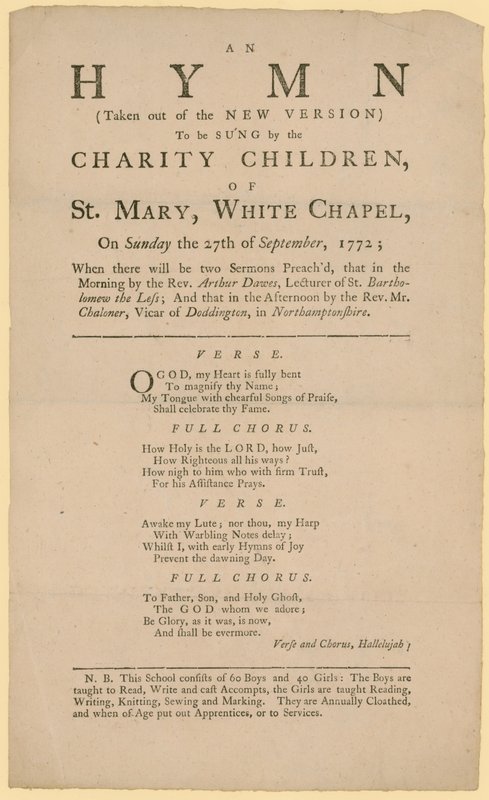 Hymne à chanter par les enfants de charité de St Mary - English School