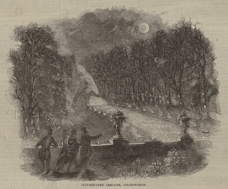 Cascade illuminée, Chatsworth - English School