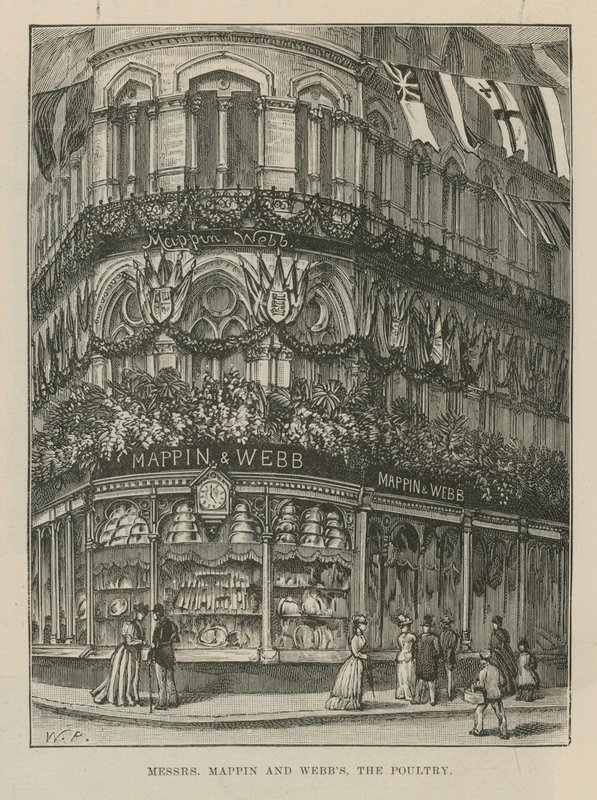 Illuminations et décorations ornent Messrs Mappin et Webb - English School