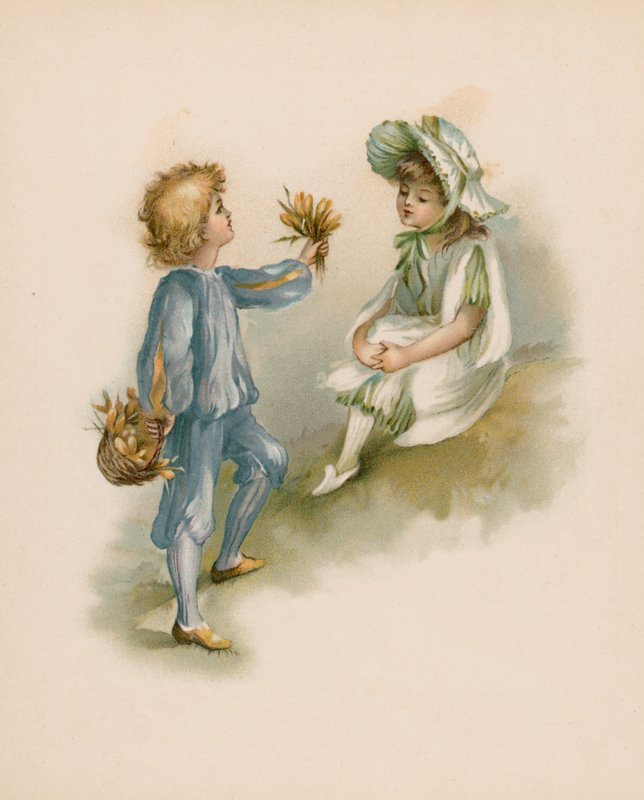 Illustration pour Le Langage des Fleurs (chromolithographie) - English School