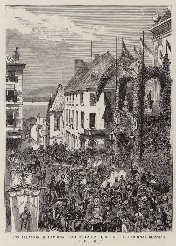 Installation du cardinal Taschereau à Québec, le cardinal bénissant le peuple - English School