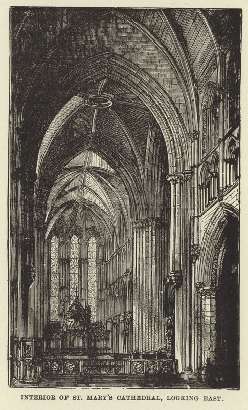 Intérieur de la cathédrale Sainte-Marie, vue vers l