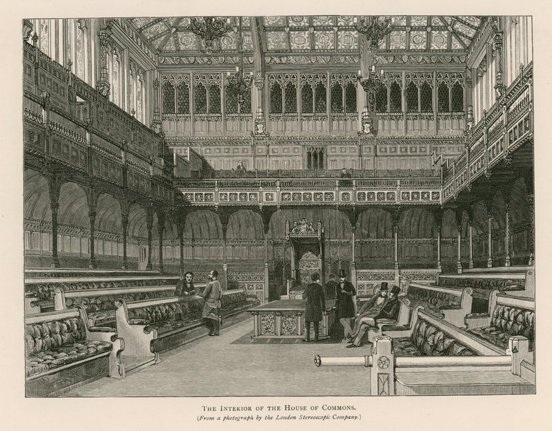 Intérieur de la Chambre des communes, Westminster, Londres - English School