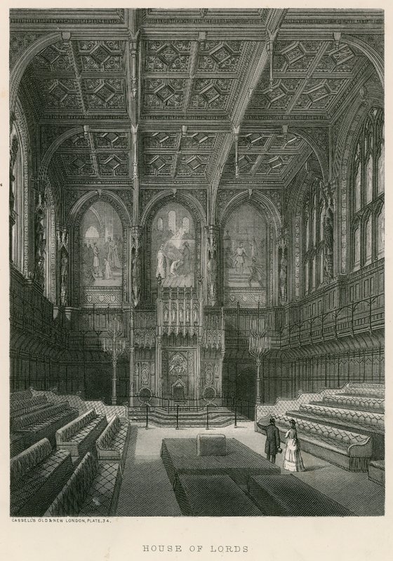 Intérieur de la Chambre des Lords, Westminster, Londres - English School