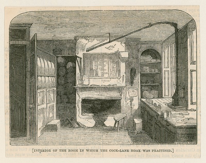 Intérieur de la pièce où la supercherie de Cock Lane a été pratiquée - English School
