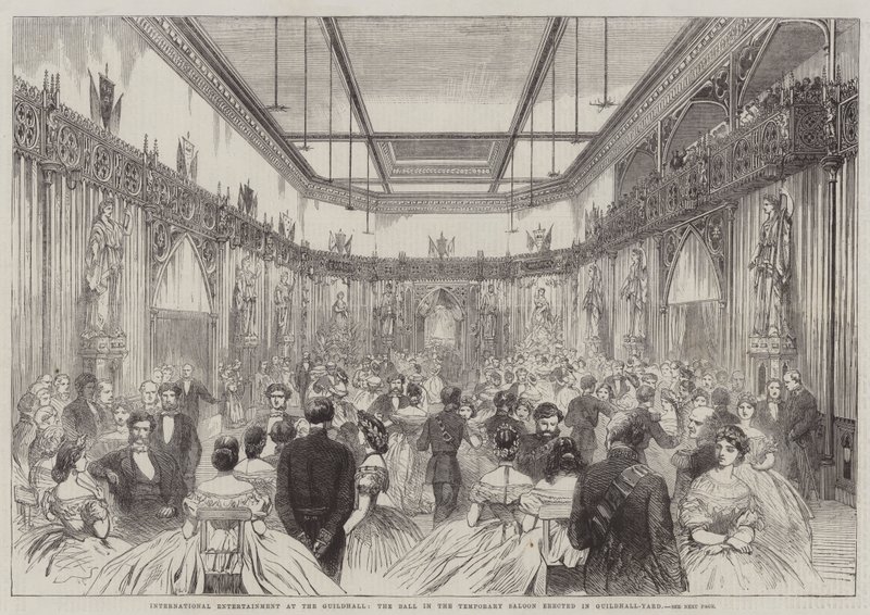 Divertissement International à Guildhall, le Bal dans le Salon Temporaire érigé dans Guildhall-Yard (gravure) - English School