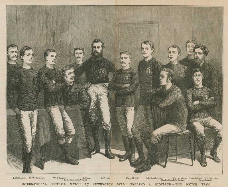 Match de football international au Kennington Oval; Angleterre contre Écosse, l