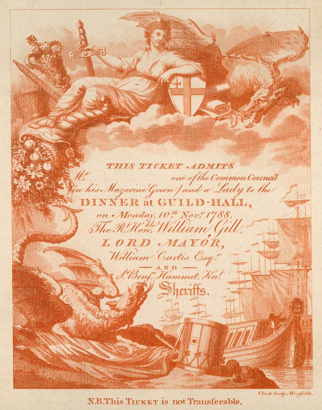 Invitation à un banquet au Guildhall, Londres, le 10 novembre 1888 - English School