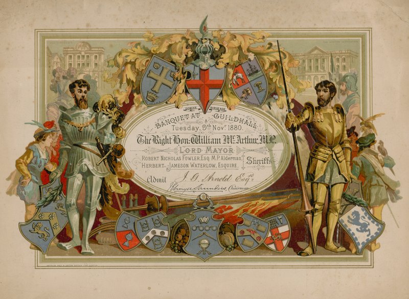 Invitation à un banquet au Guildhall, Londres, le 9 novembre 1880 - English School