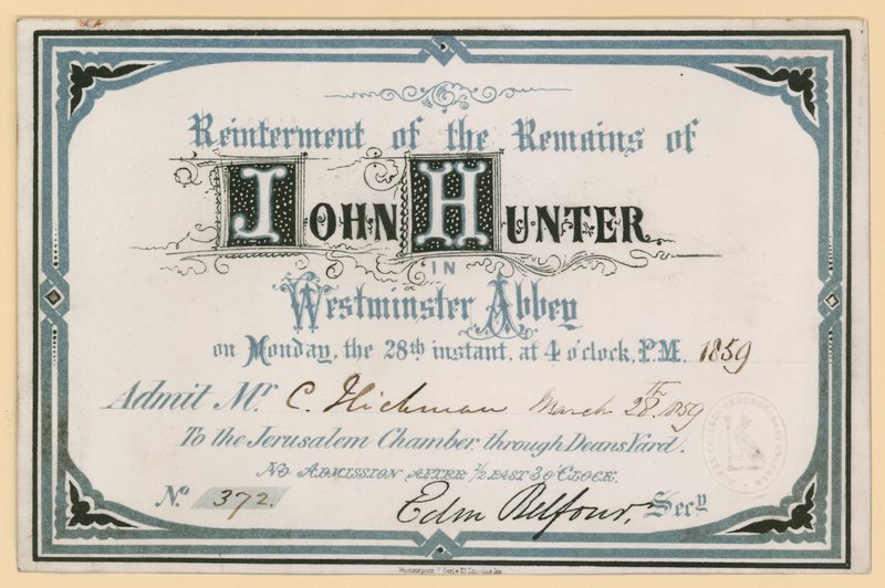 Invitation à la réinhumation des restes de John Hunter à l