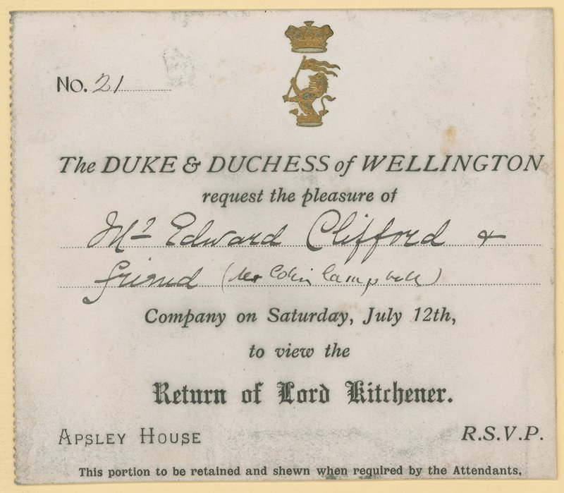 Invitation à voir le retour de Lord Kitchener - English School