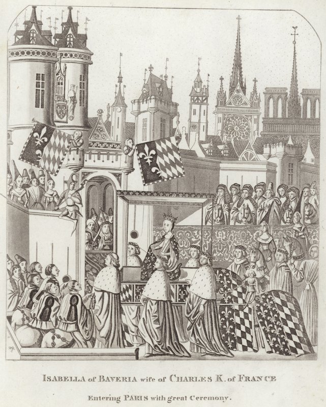Isabelle de Bavière, épouse de Charles K. de France entrant à Paris avec grande cérémonie - English School