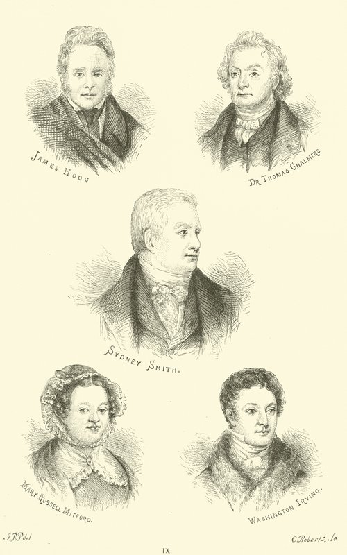 James Hogg, Dr Thomas Chalmers, Sydney Smith, Mary Russell Mitford, Washington Irving - English School