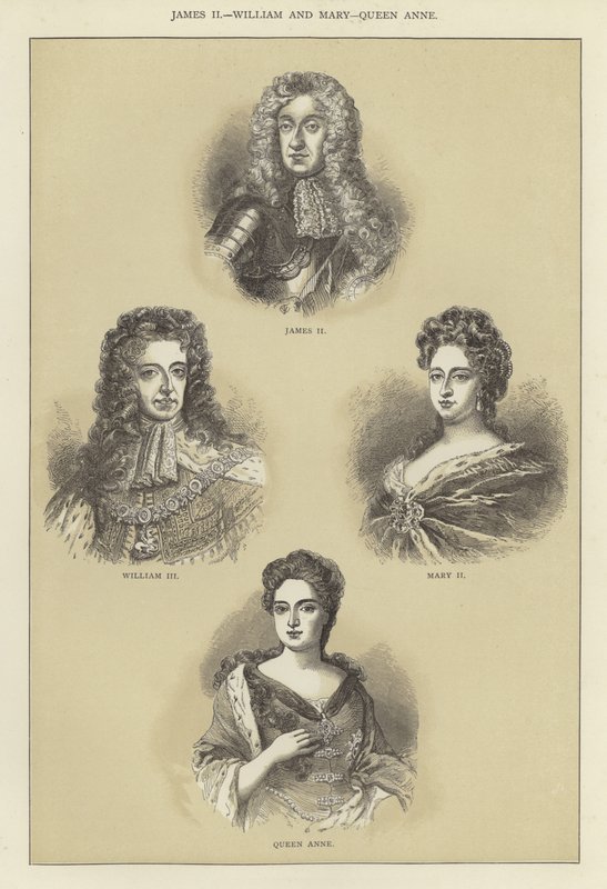 Jacques II, Guillaume et Marie, reine Anne - English School