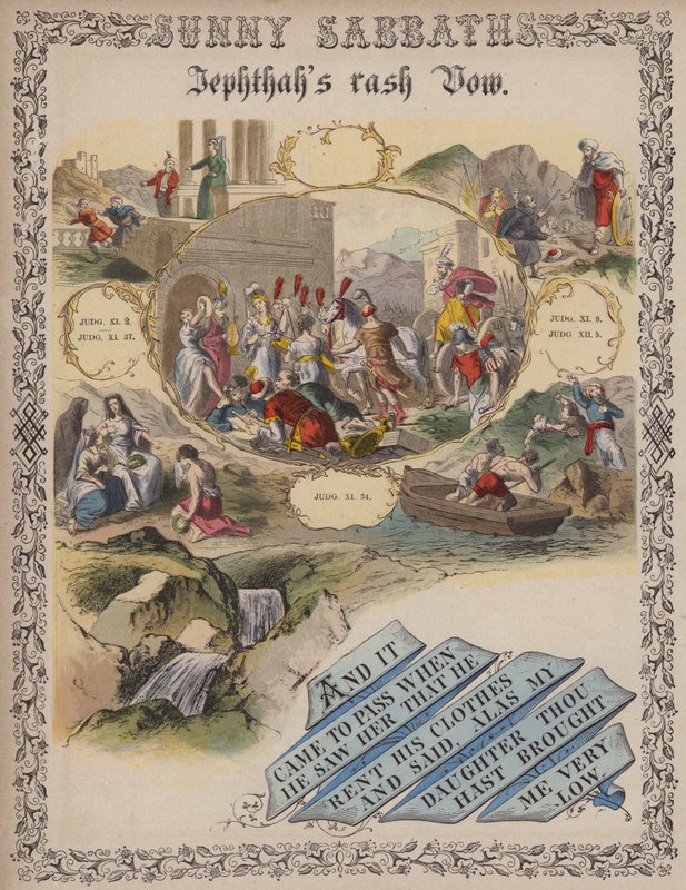 Le vœu imprudent de Jephté (gravure en couleur) - English School