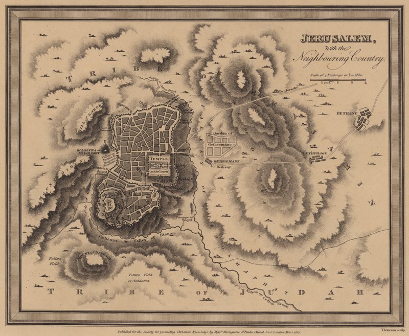 Jérusalem, avec le pays voisin (gravure) - English School