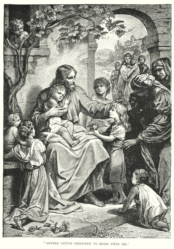 Jésus-Christ et les enfants (gravure) - English School