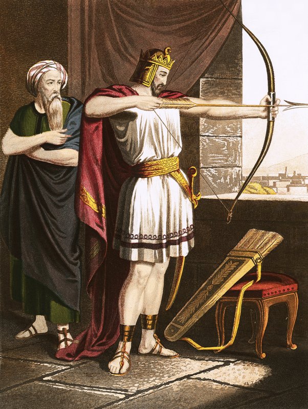 Joas tirant des flèches sur l