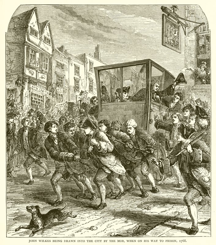 John Wilkes conduit en ville par la foule, en route pour la prison, 1768 - English School