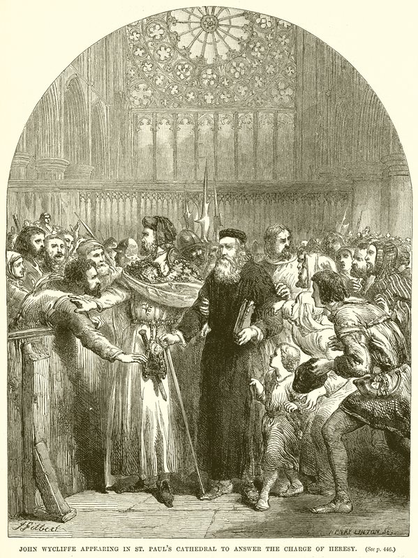 Jean Wycliffe apparaissant à la Cathédrale Saint-Paul pour répondre à l