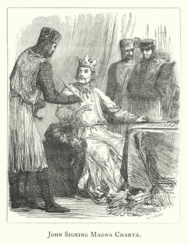 Jean signant la Magna Carta (gravure) - English School