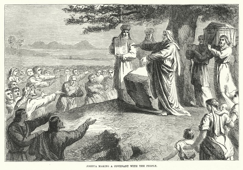 Josué faisant une alliance avec le peuple (gravure) - English School