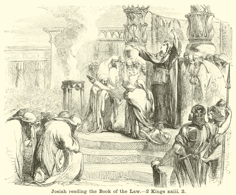 Josias lisant le livre de la loi, 2 Rois, xxiii, 2 - English School