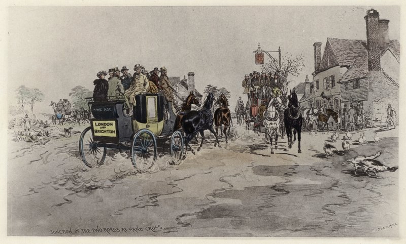 Jonction des deux routes à Hand Cross - English School