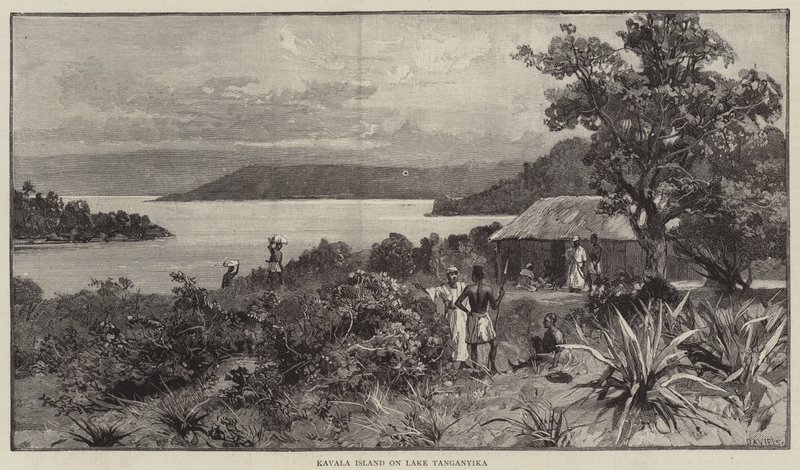Île de Kavala sur le lac Tanganyika (gravure) - English School