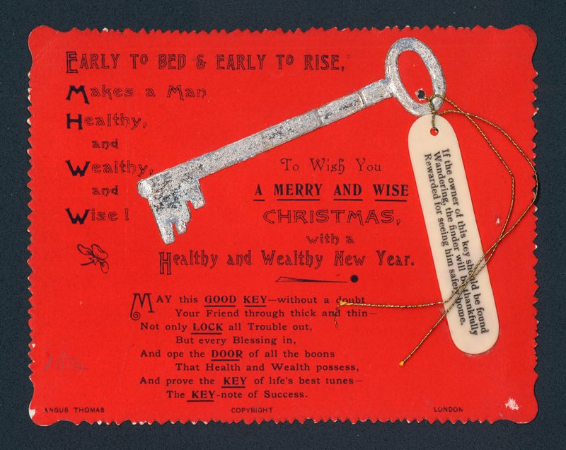 Clé avec étiquette, carte de Noël - English School