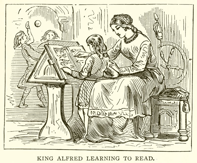 Le roi Alfred apprenant à lire - English School