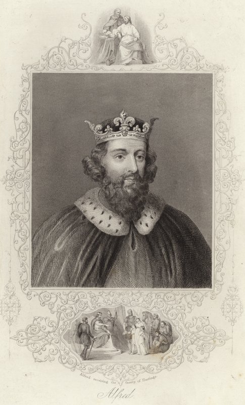 Le roi Alfred recevant la famille de Hastings - English School