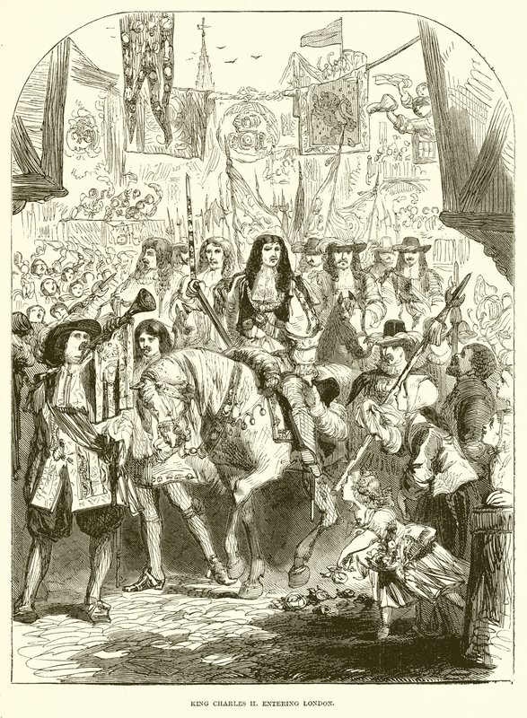 Le roi Charles II entrant à Londres - English School