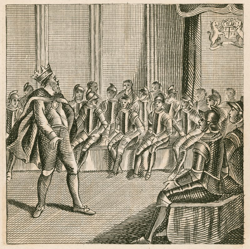 Le roi Henri III entrant au parlement et trouvant les barons en armure - English School