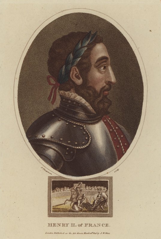 Roi Henri II de France (gravure en couleur) - English School