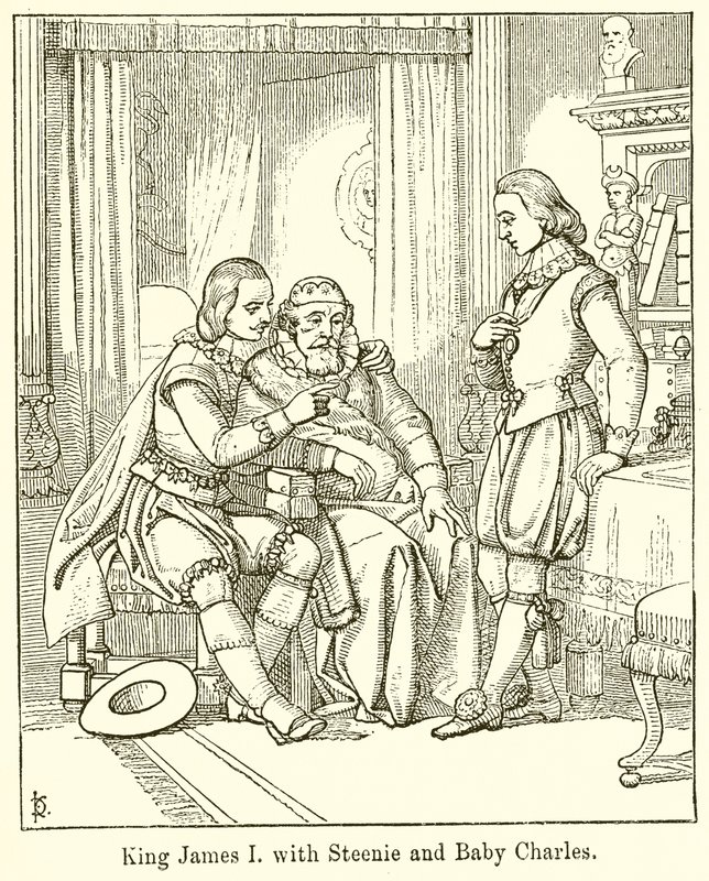 Le roi Jacques Ier avec Steenie et Baby Charles - English School