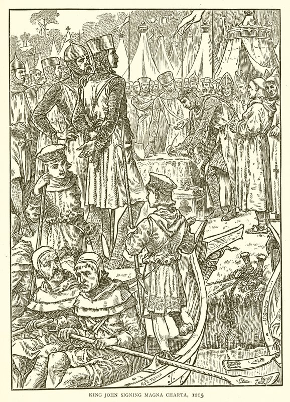 Le Roi Jean signant la Magna Carta, 1215 - English School