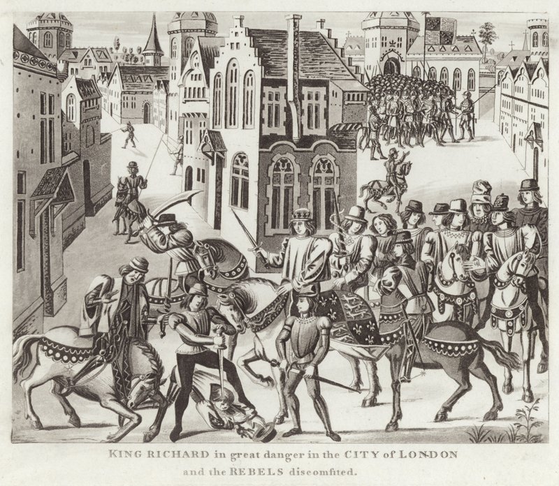 Le roi Richard en grand danger dans la ville de Londres et les rebelles défaits - English School