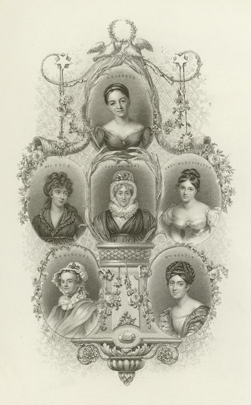 L E Landon, Mme Opie, Hannah More, Lady Blessington, M R Mitford, Mme Norton - English School