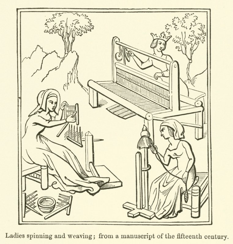 Dames filant et tissant, d