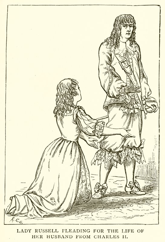 Lady Russell plaidant pour la Vie de son Mari auprès de Charles II - English School
