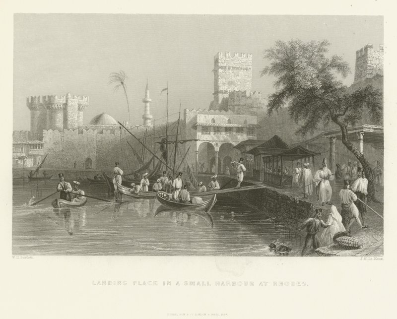Lieu de débarquement dans un petit port à Rhodes, 1837 - English School