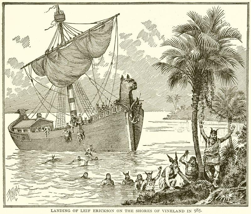 Débarquement de Leif Erickson sur les rivages du Vinland en 985 - English School