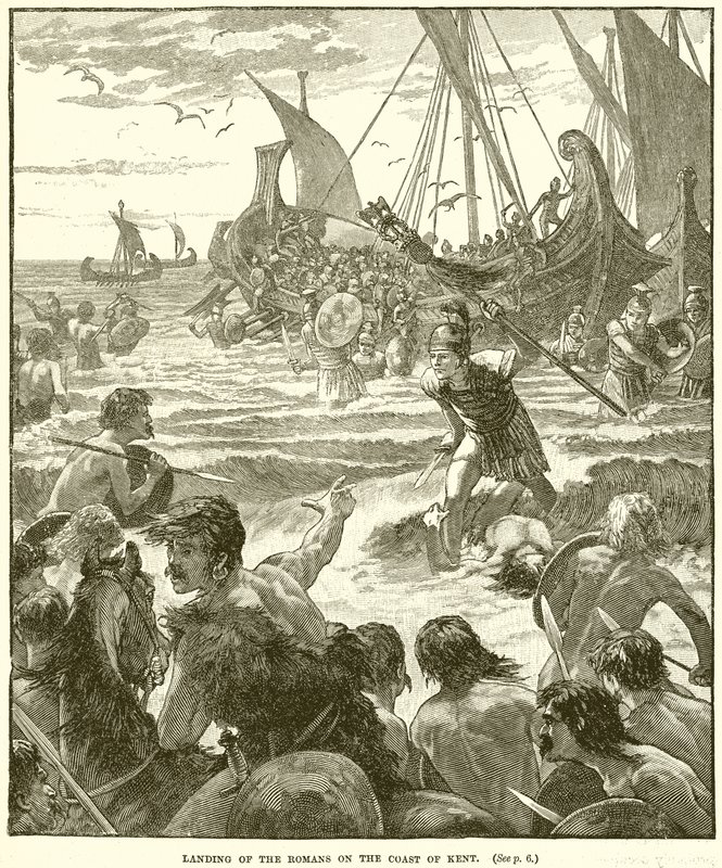 Débarquement des Romains sur la côte du Kent - English School