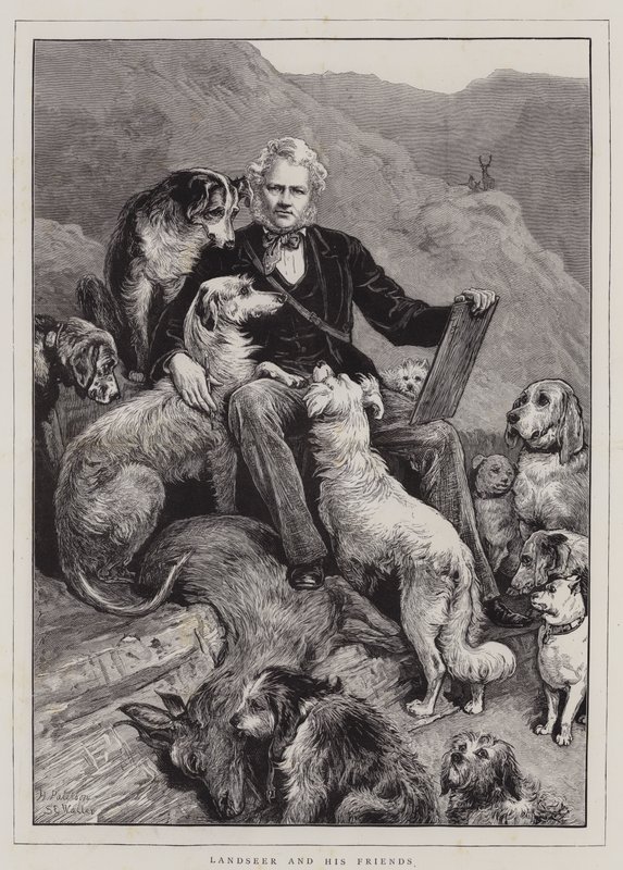 Landseer et ses amis (gravure) - English School