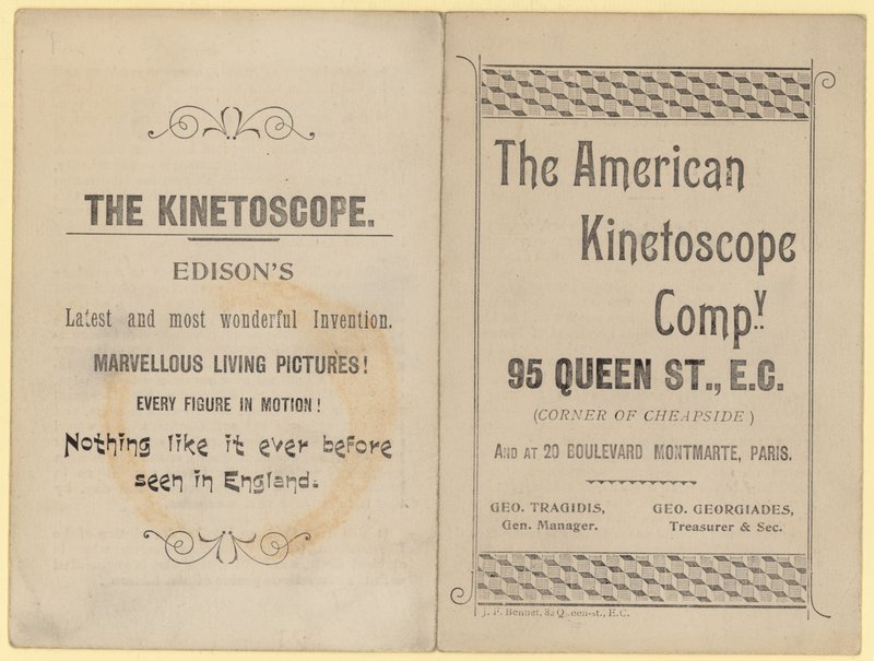 Prospectus publicitaire pour le Kinétoscope - English School