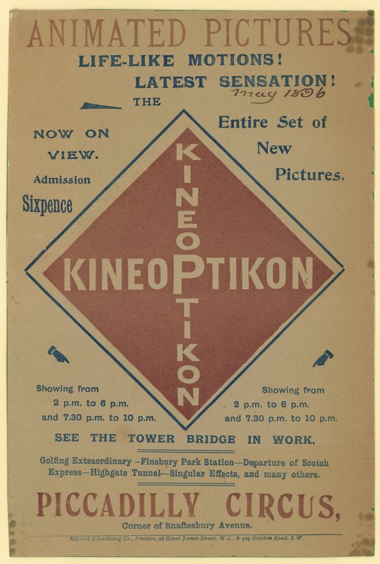 Prospectus publicitaire pour le Kineoptikon, Piccadilly Circus - English School