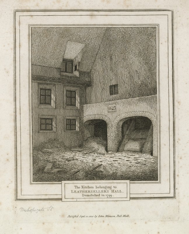 Leathersellers Hall, Bishopsgate Street. Démoli en 1799 - English School